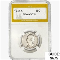 1932-S Washington Silver Quarter PGA MS63+