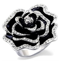 Rhodium Brass Ring with Top Grade Crystal  in Clea