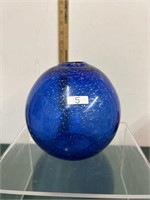 Vintage Cobalt/Silver Flakes Orb Shaped Vase