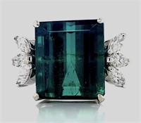 $14,455  21.20 cts Tourmaline & Diamond 18k Ring