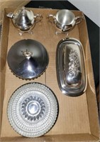 5 PC CREAMER, SUGAR, BUTTER, CANDY DISHES