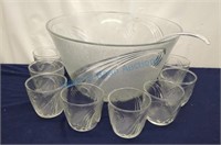 Punch bowl with eight cups
