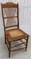 Vintage Cane Seat Chair, damage as pictured