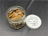 Jar of 350+ Wheat Cents All 1930 or Before