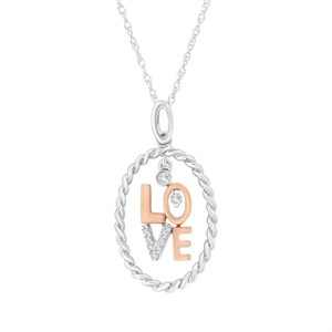 14k Two-tone Gold .05ct Diamond Love Necklace