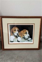 Signed artist, proof, puppy dog, framed print,