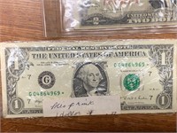 Misprint 1 Dollar Bill