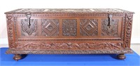 18th C. English Armorial Carved Walnut Chest