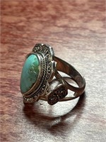 Sterling Silver .925 Turquoise Teardrop Ring Size