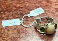 Palladium Sterling Silver .925 Opal Peridot Ring