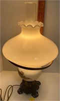 Vtg MIlk Glass Hurricane Lamp