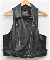 'First' Genuie Leather Black Vest