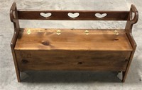 (AF) Wooden bench with storage and hearts cut