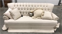 (II) White Diamond print couch with pillows