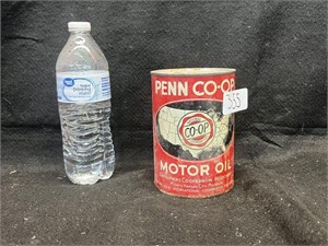 VTG. "PENN CO-OP" MOTOR OIL CAN (FULL)