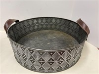 Galvanized Boho Style Tray with Handles