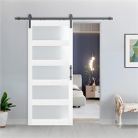 BARNSMITH 36in x 84in Glass Barn Door with 6.6FT