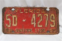 A Vintage Florida License Plate