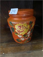 Hand painted vintage jar with lid