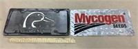 Ducks Unlimited metal license plate & Mycogen