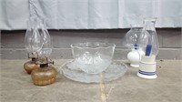 OIL LAMPS & GLASS BOWL