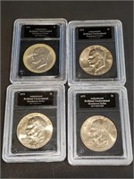 Four uncirculated slabbed and authenticated
