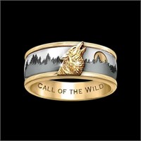 Gold Band Call of the Wild Wolf gold black sz 6