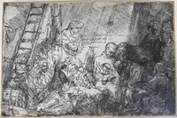 Rembrandt Etching, The Circumcision in the Stable.