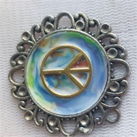 Peace Necklace Charm in Tye-dye Style Resin