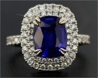 14kt Gold 4.31ct Sapphire & Diamond Ring