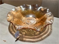 11" Marigold Fluted Iris & Herringbone Bowl