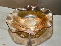 11" Marigold Fluted Iris & Herringbone Bowl