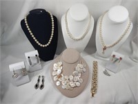 Costume Jewelry, Rhinestones, Shell Necklace