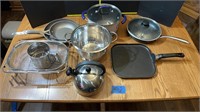 Kitchen: pans, strainers , skillets, tea pots,