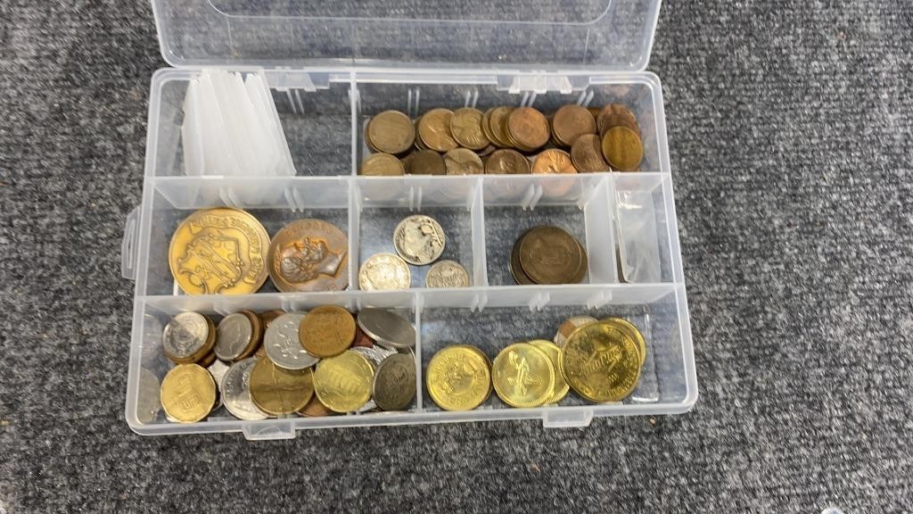 Container with Mixed U.S., Foreign and token Coins