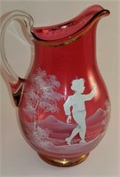 FENTON MARY GREGORY CRANBERRY WATER PITCHER