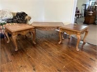 3 pc. Matching Carved Wood Tables
