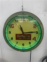 Vintage Dr. Pepper neon lighted clock built by