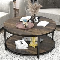 Nsdirect 36 Inches Round Coffee Table, Rustic