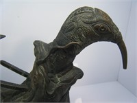 Antique Bronze Bird w/ 2 heads ~ 8 1/2"