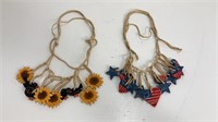 Wood Garland Sunflower And Patriotic