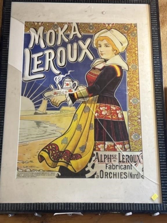 Poster advertising 'Moka Leroux' coffee
