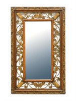Victorian wicker and oak framed mirror, circa