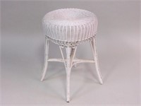 Victorian wicker stool, rolled seat, circa 1890s,