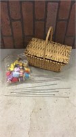 Woven basket w/ knitting materials
