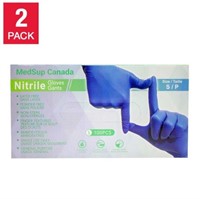 2-Pk 100-Pc Medsup Nitrile Gloves, Small