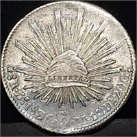 1836 Mexico 8 Reales Silver Cap & Rays, High