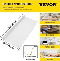 Vevor 80 x 42 Inch Clear Table Cover Protector,