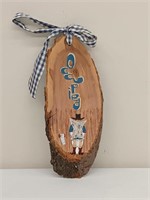 2 SIDED PINE HAND PAINTED BATHROOM SIGN 3.5" X 9"