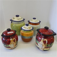 FIVE OLIVE DEI COLLI ROMANI CERAMIC JARS